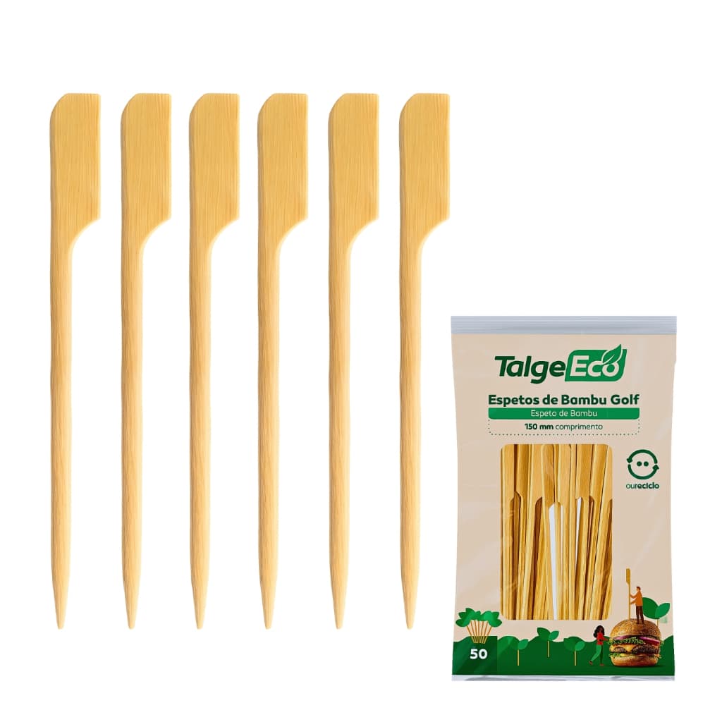 kit espeto de madeira Golf c/100, 200 ou 500un bambu ecológico sustável Hambúrguer, Petisco, eventos