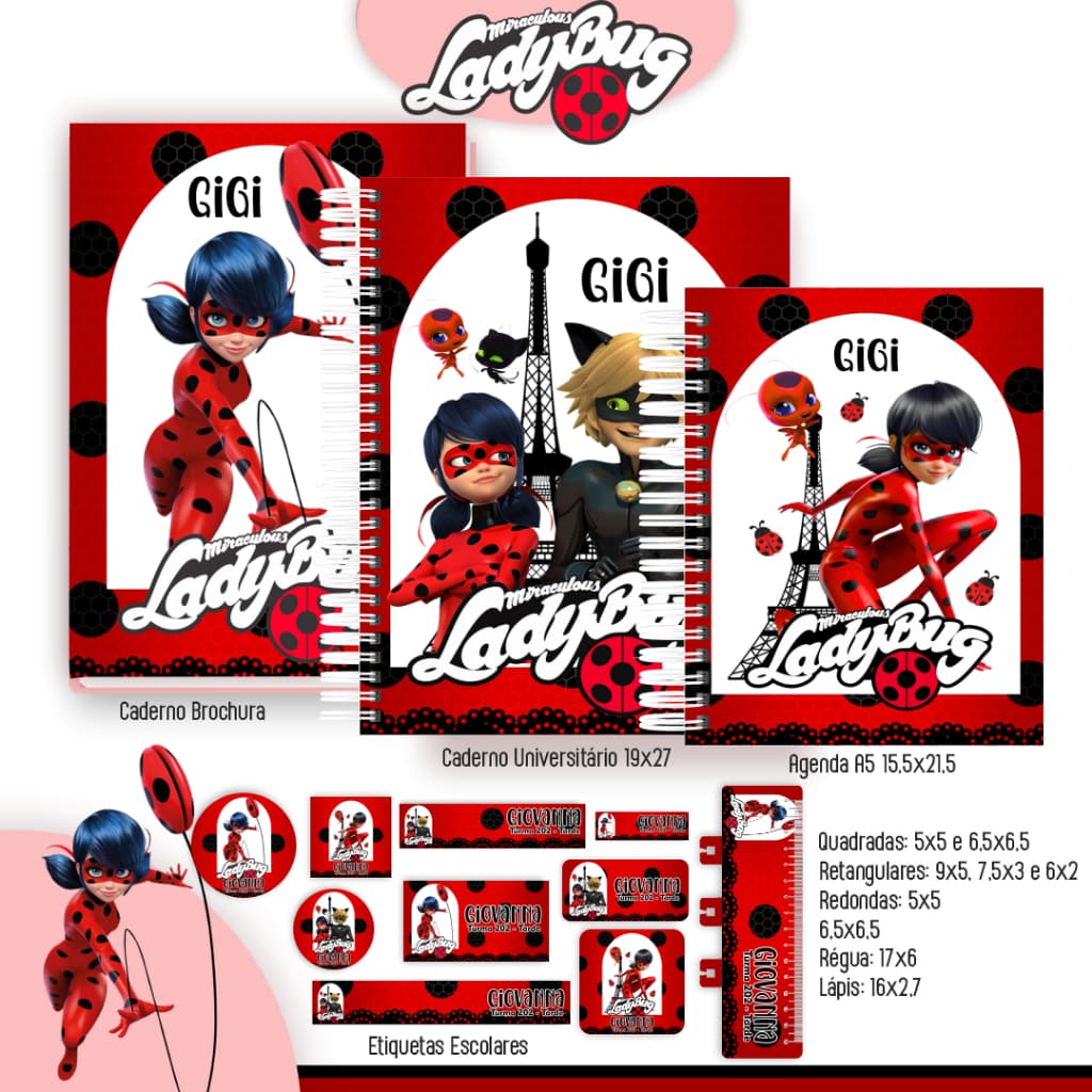 Agenda Escolar LADY BUG Personalizada com Nome - ESCOLHER CAPA