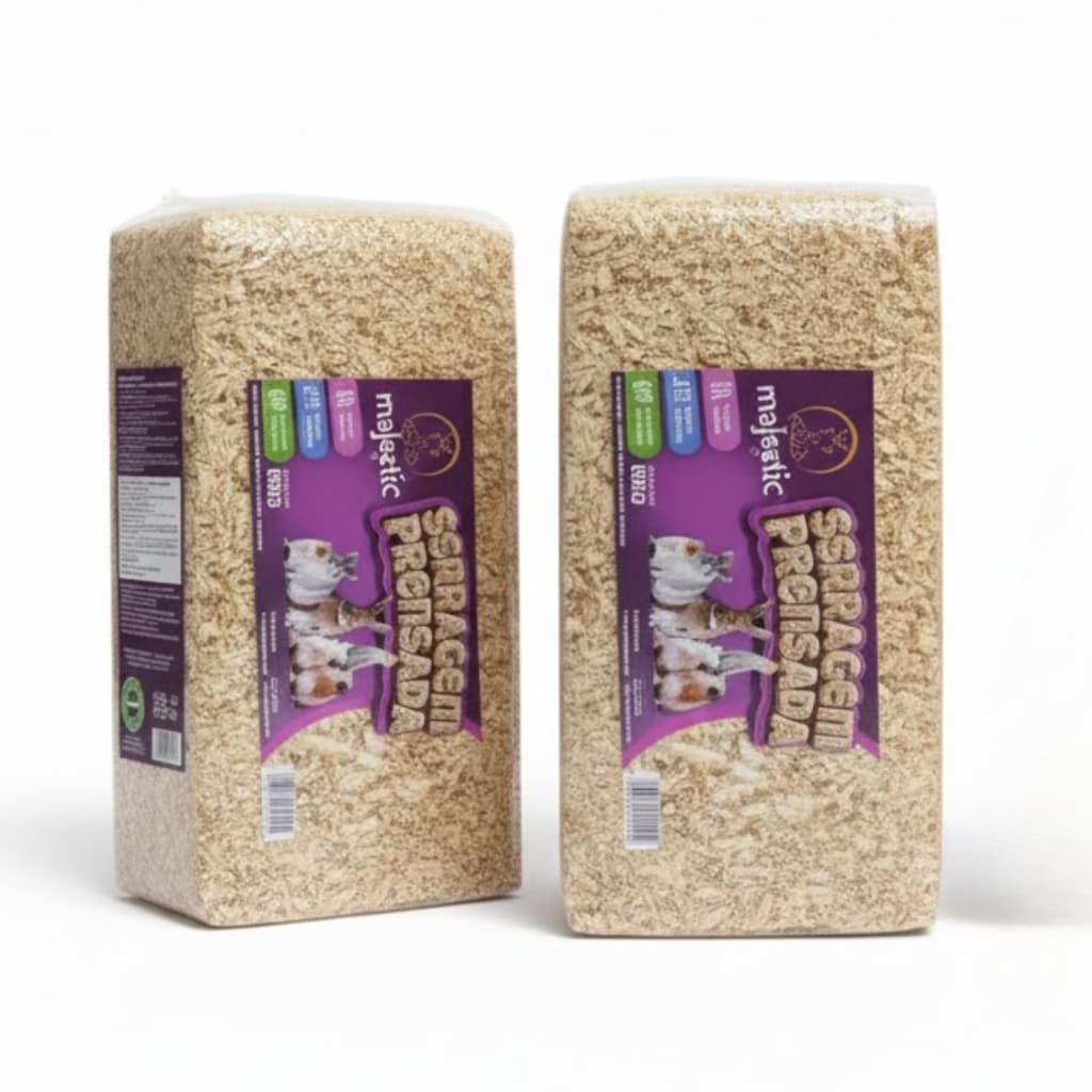 Kit 2 Serragem Prensada Majestic 800g Maravalha Hamster Roedores Coelhos