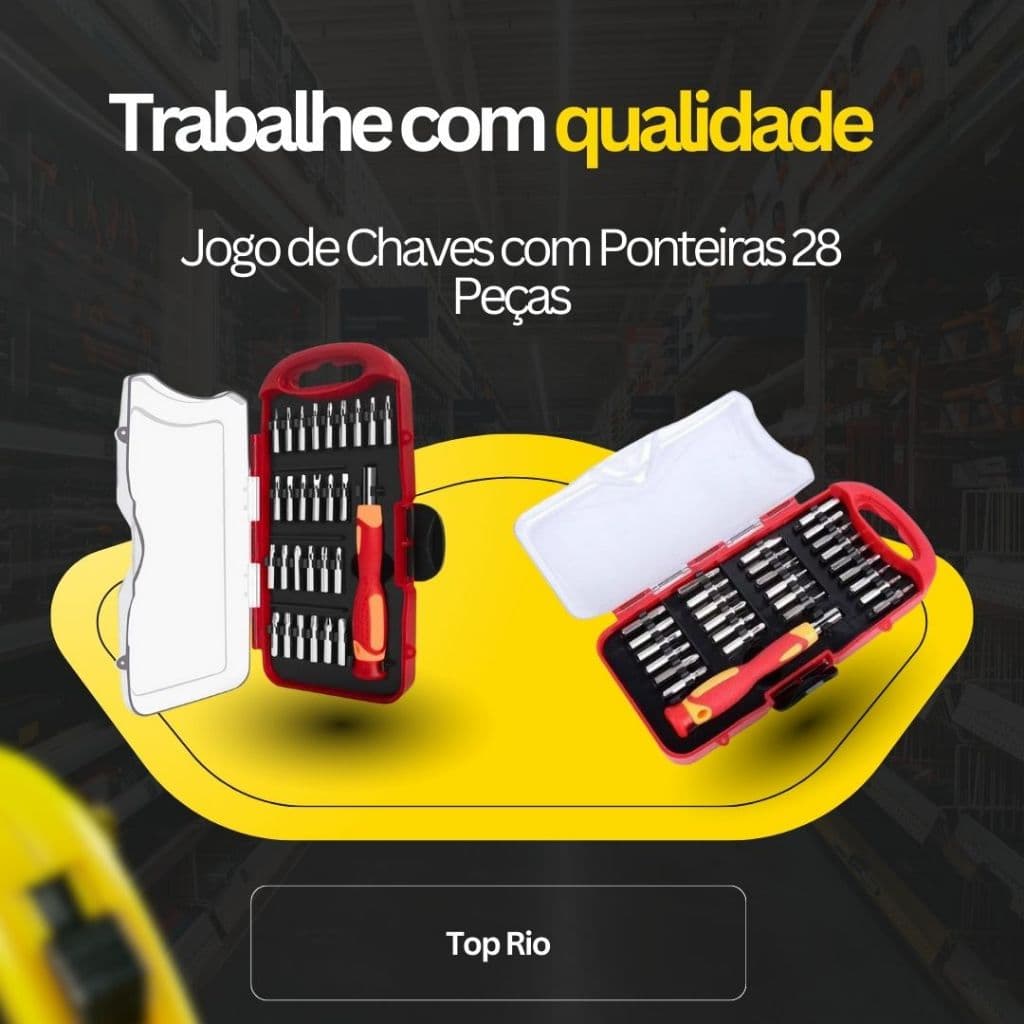 Jogo de Chaves com Ponteiras 28 Peças Com Estojo  Completo  Prático Vermelho e preto Kit Ferramentas