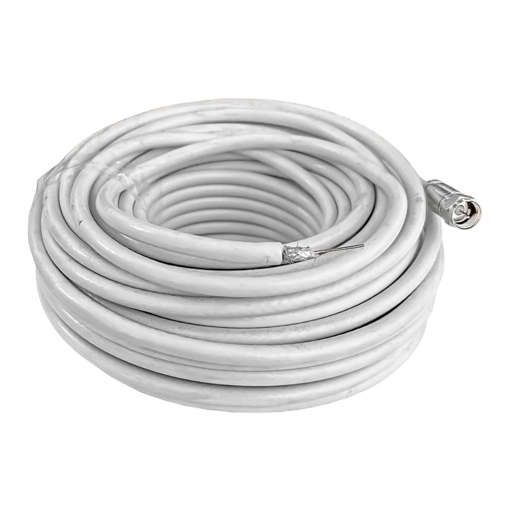 Kit Cabo Coaxial RG59 15 metros, Branco, Incluso conectores