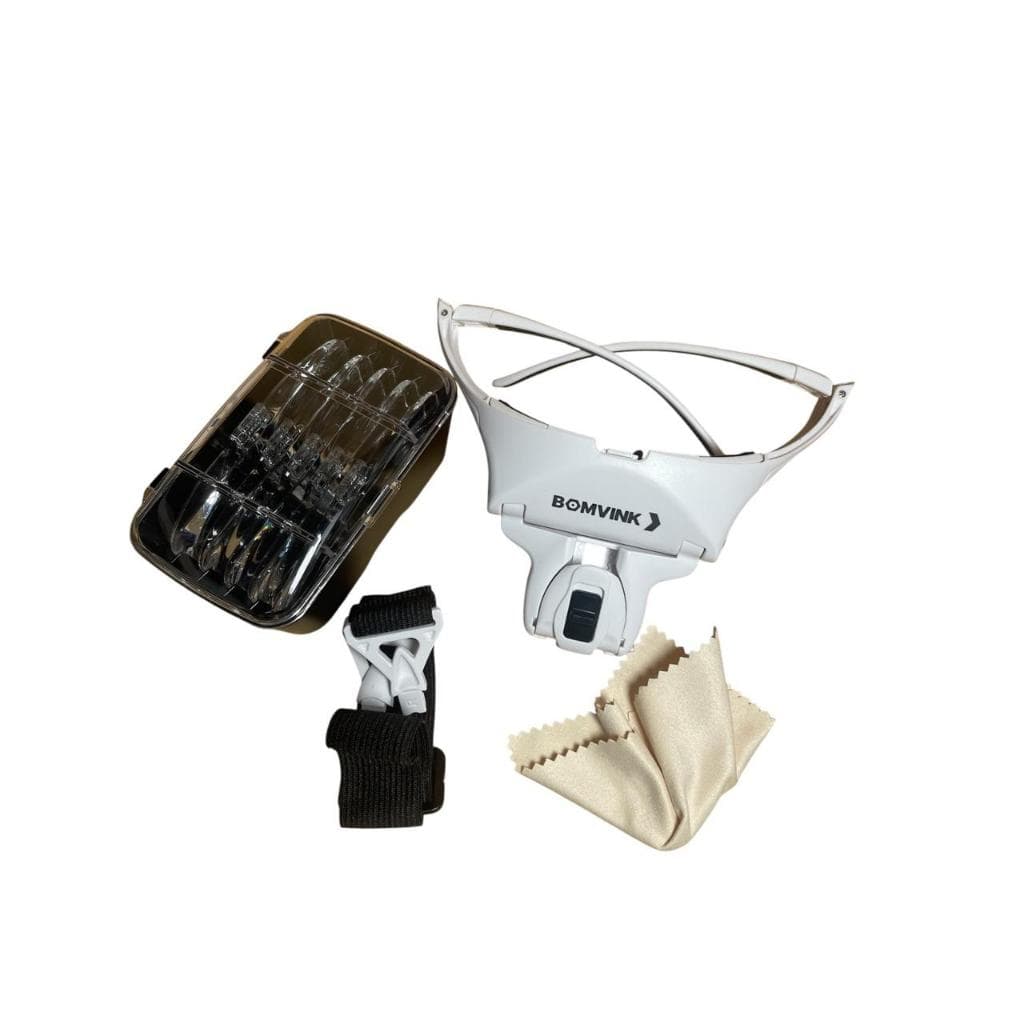Lupa De Cabeça Profissional 2 Leds 5 Lentes