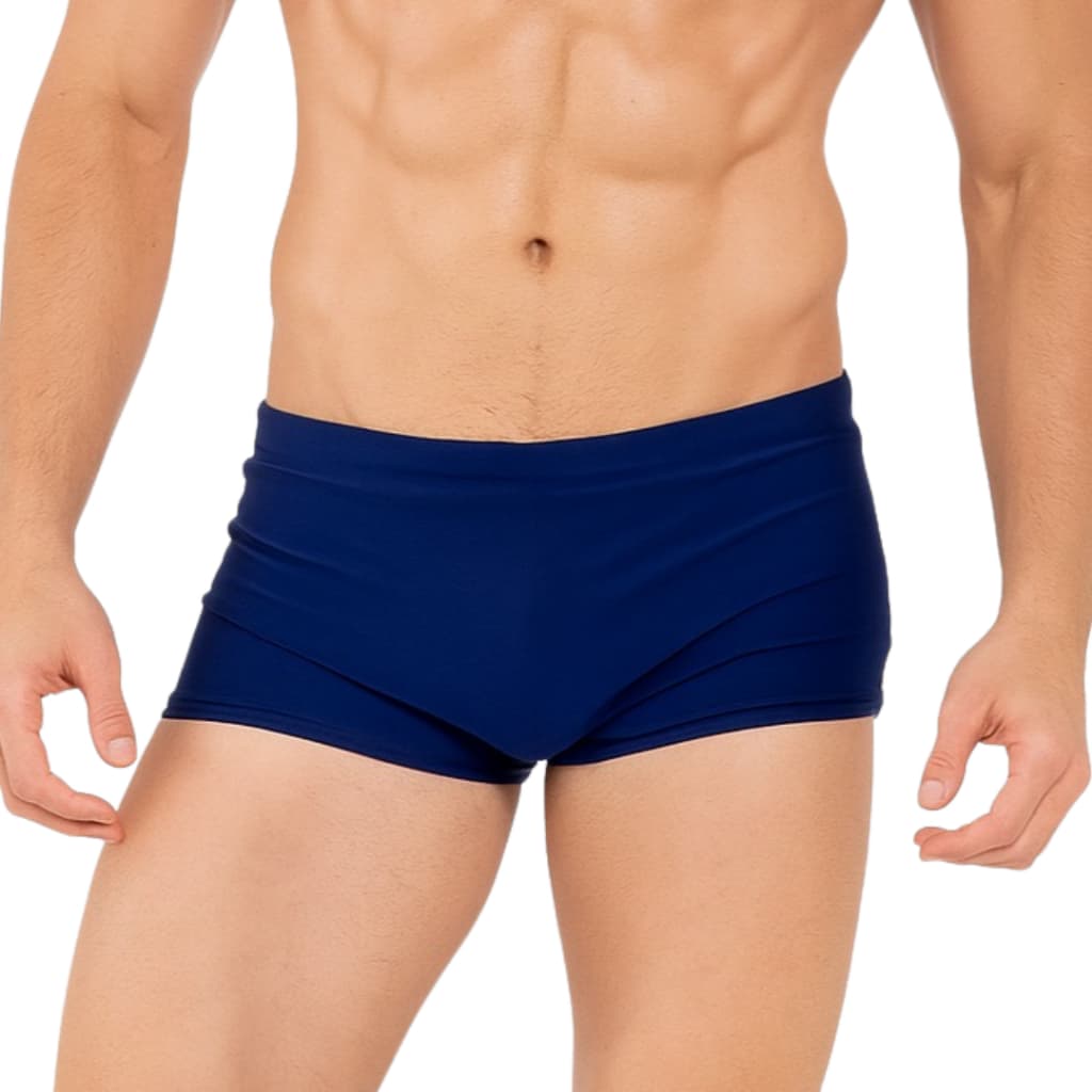 Sunga moda praia azul marinho masculino com proteção solar uv50