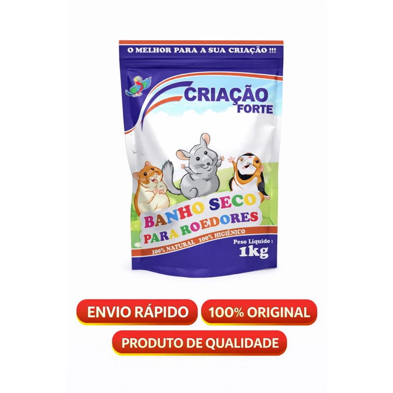 Banho Seco para Roedores 1kg Criação Forte – 100% Natural e Higiênico