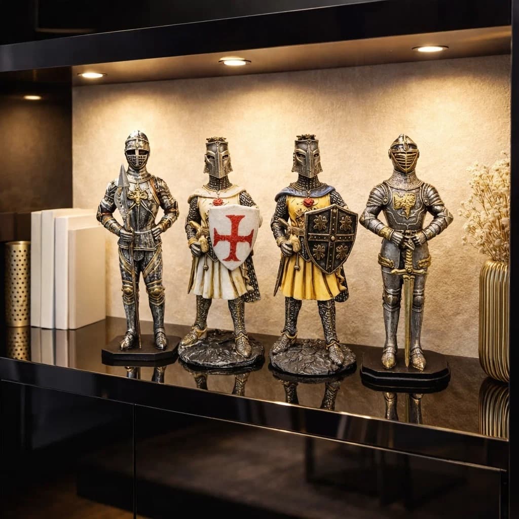 Guerreiro Cavaleiros Medieval Escultura Decorativa Enfeites Presente FEITO EM RESINA