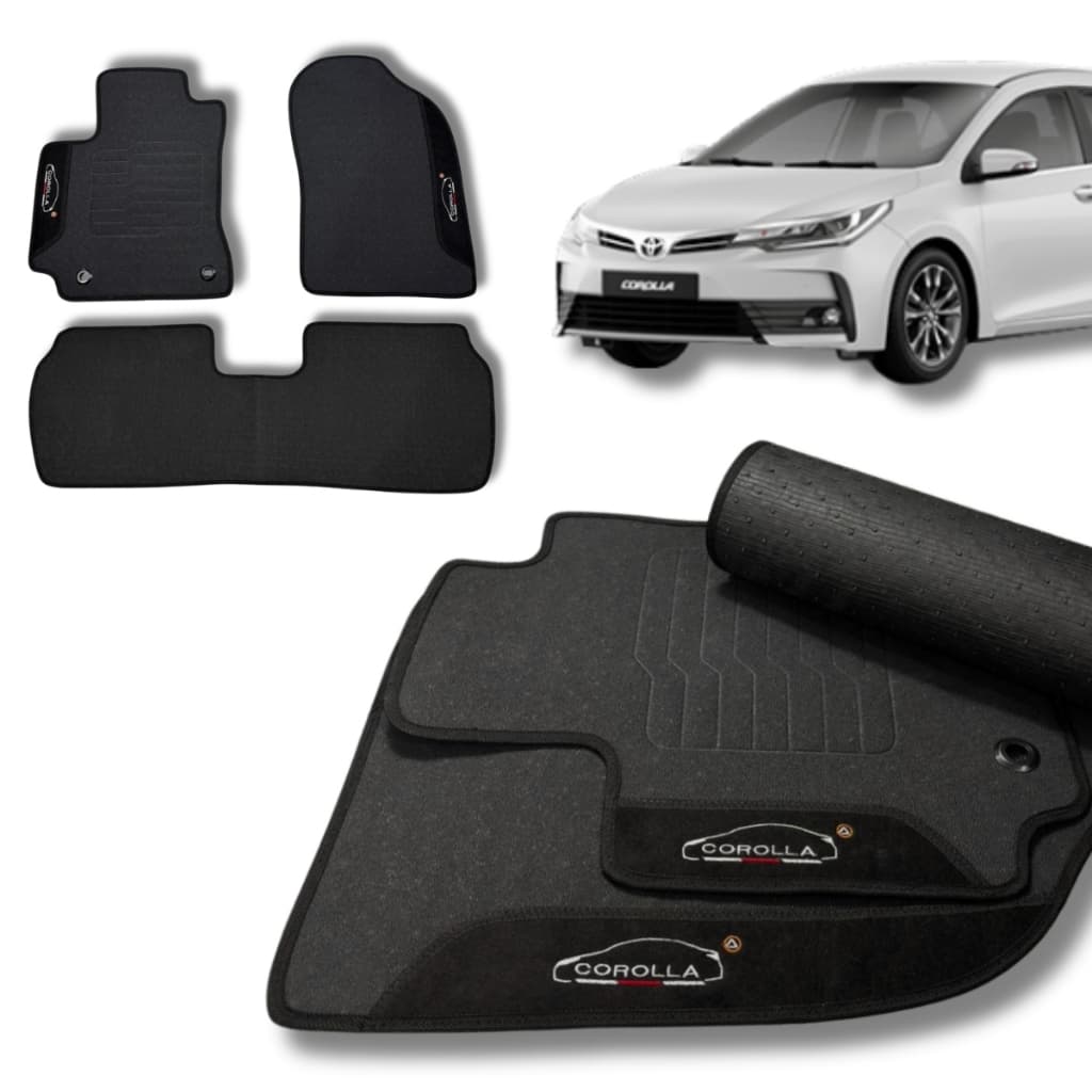 Jogo Tapete Emborrachado Toyota Corolla Personalizado Preto