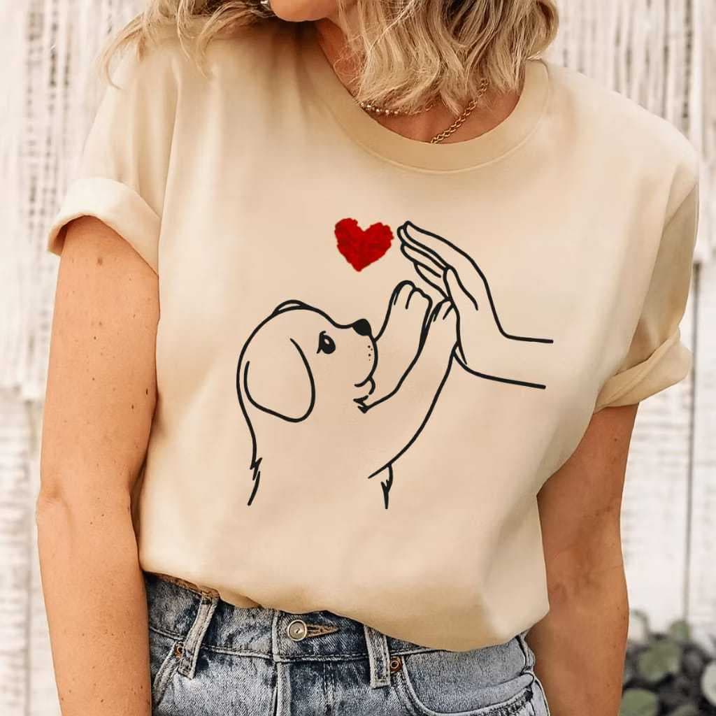 Camiseta Feminina Estampado com Love Dog