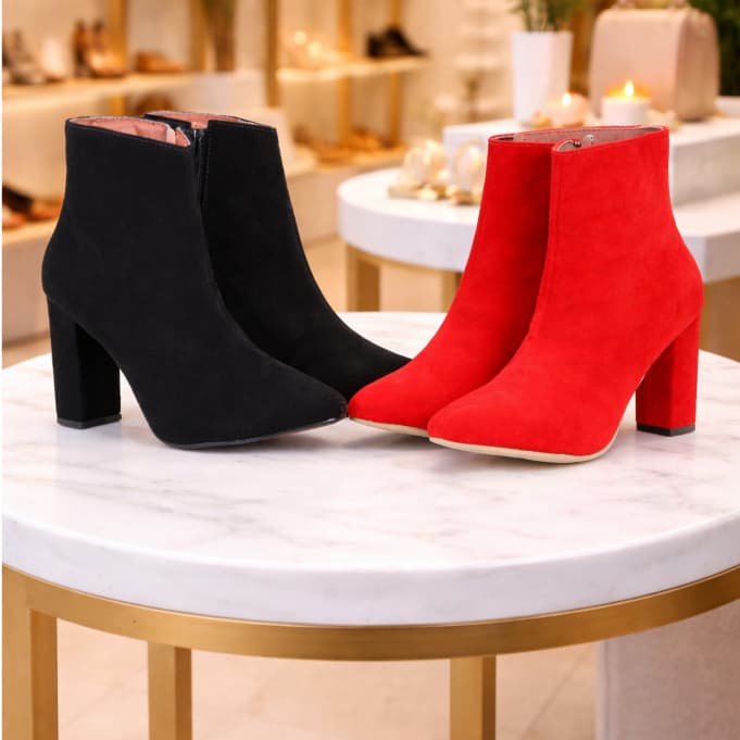 Botinha Vermelha Bota blogueira  Salto grosso Bota da moda