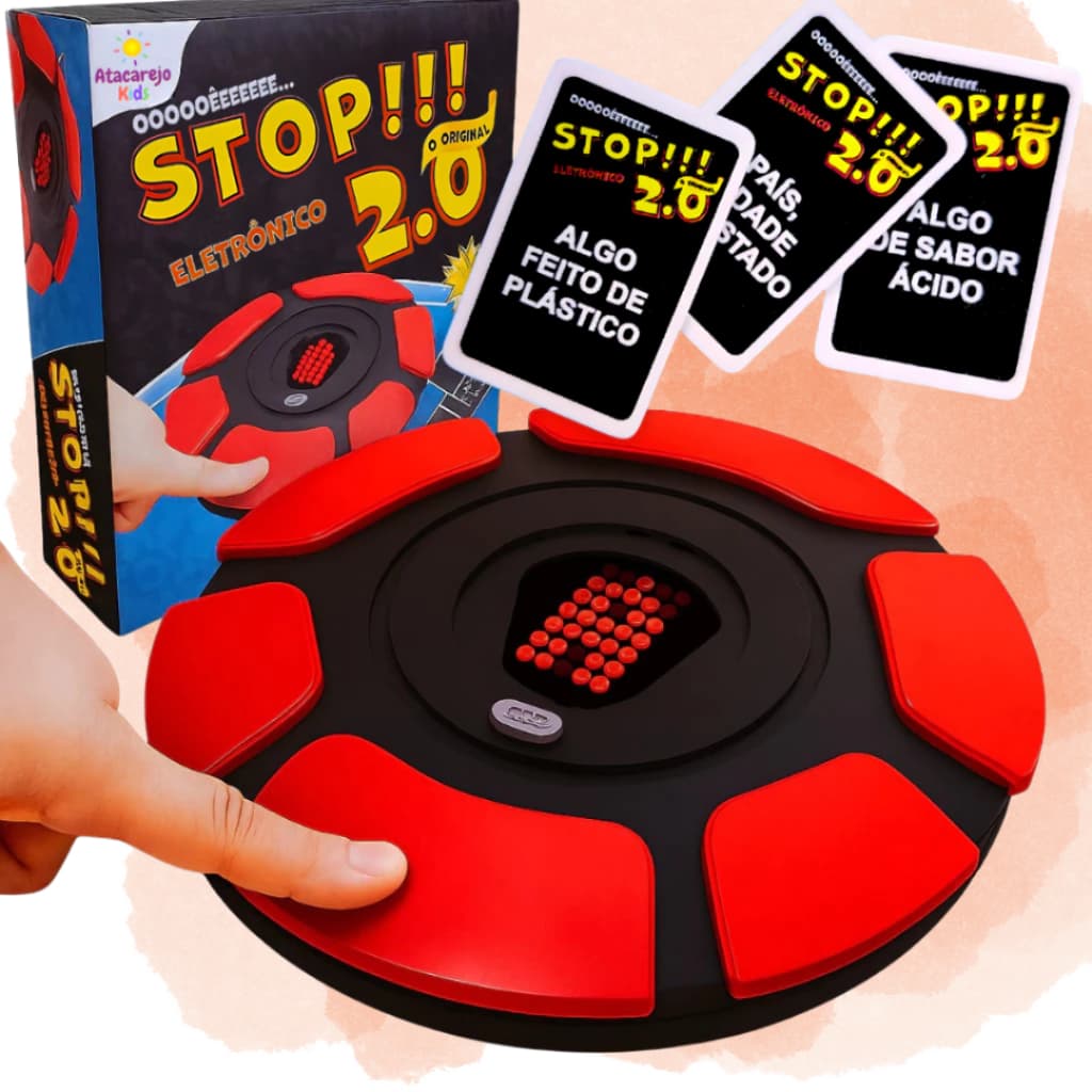 Jogo Interativo Stop 2.0 com Teclado Digital Eletrônico com Cartas Brincar em Família