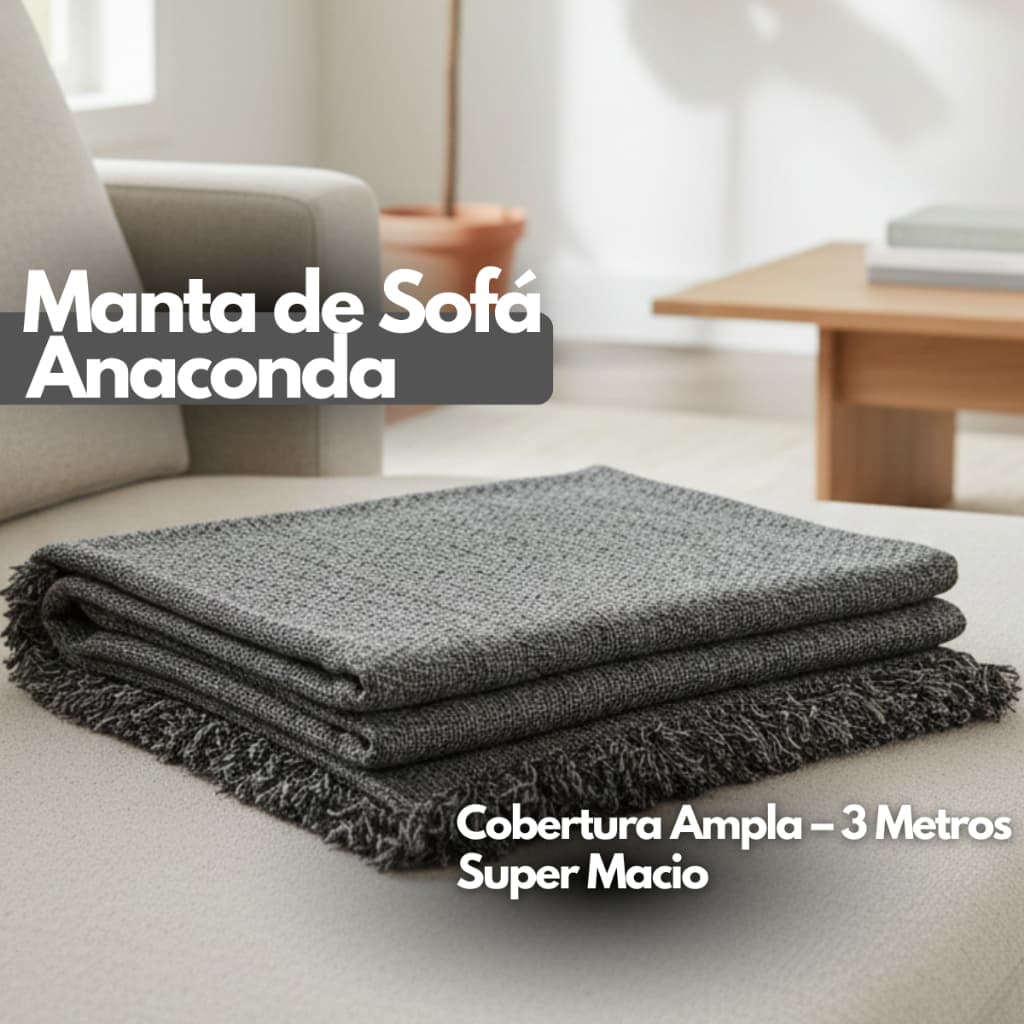Manta Sofá Anaconda Algodão 100% 3,00x2,30m Colcha Super King Luxo Capa Protetora Decorativa