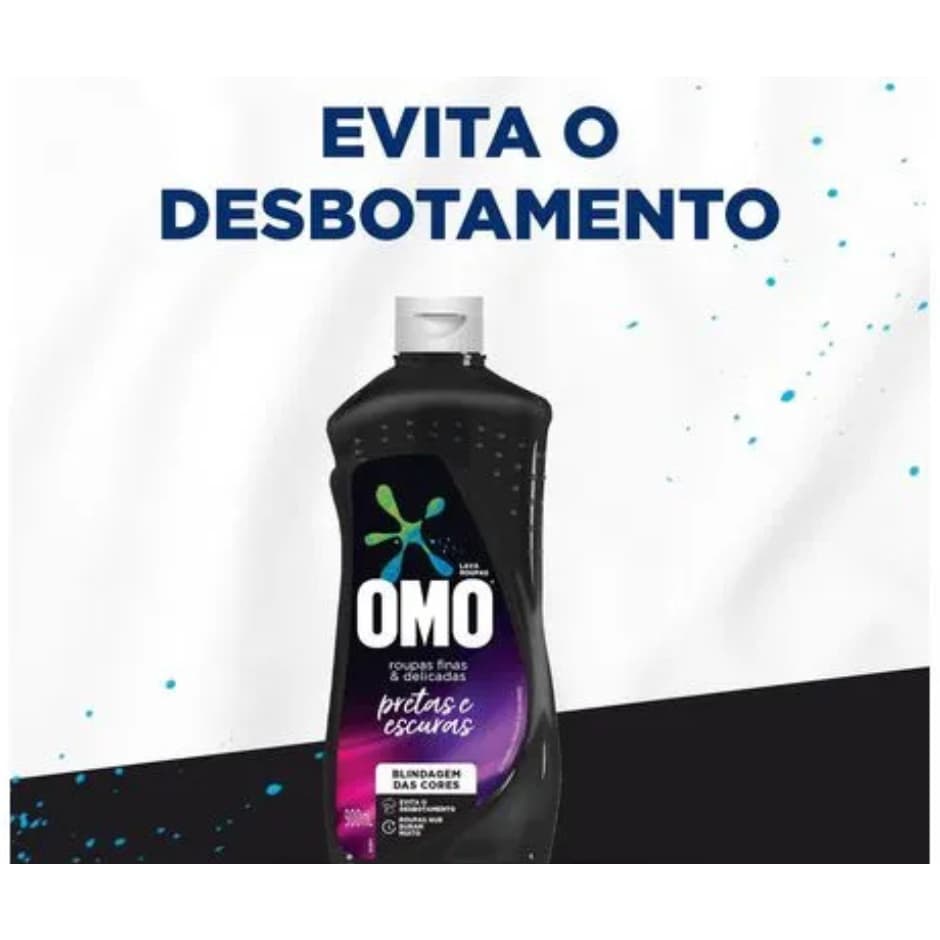 Lava Roupas Líquido Omo Roupas Finas e Delicadas Pretas e Escuras com 900ml
