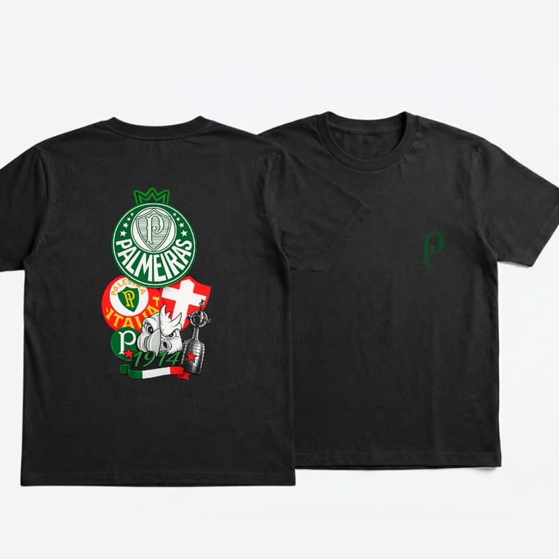 Camisa Masculina Palmeiras Torcedor Camiseta Time Verdão Futebol Esportiva Gola Redonda Algodão Infantil E Plus Size