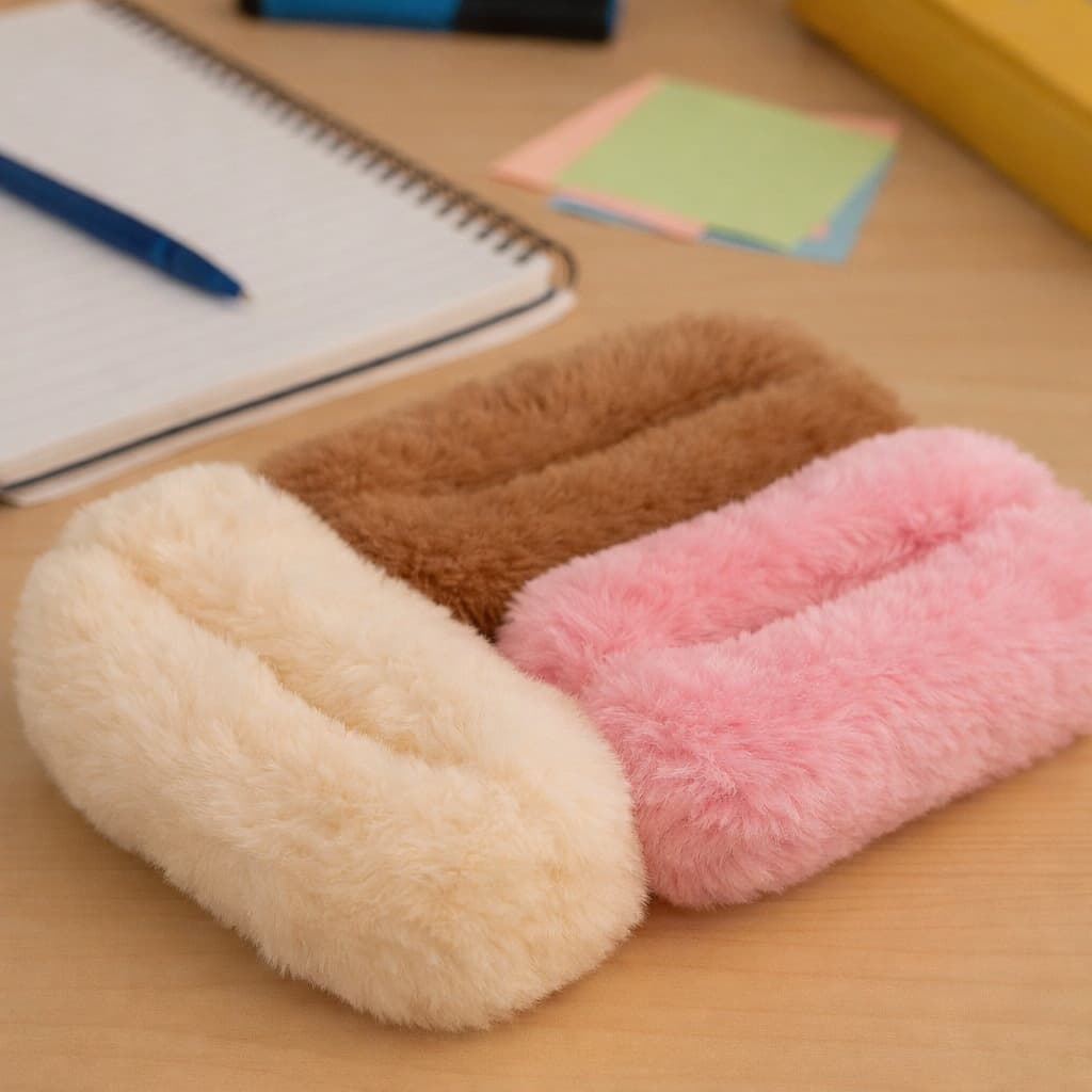 Kit C/ 3 Estojo de Pelucia Organizador de itens escolares Faculdade Estojo De Pelinho Fofo Estojo Para MENINA
