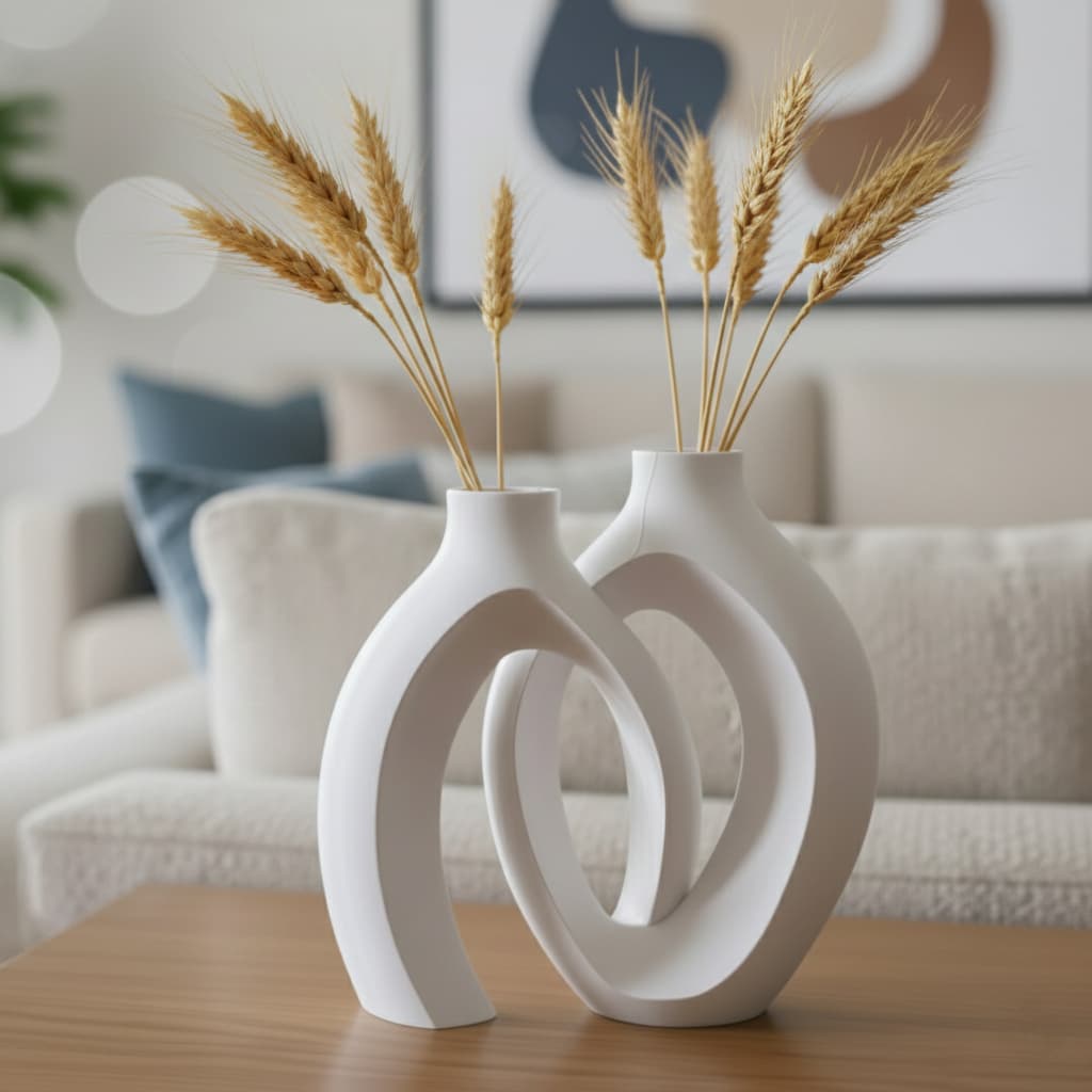 Vaso Moderno Duplo para Flores Artificiais - Decoração Elegante para Sala, Mesa e Escritório