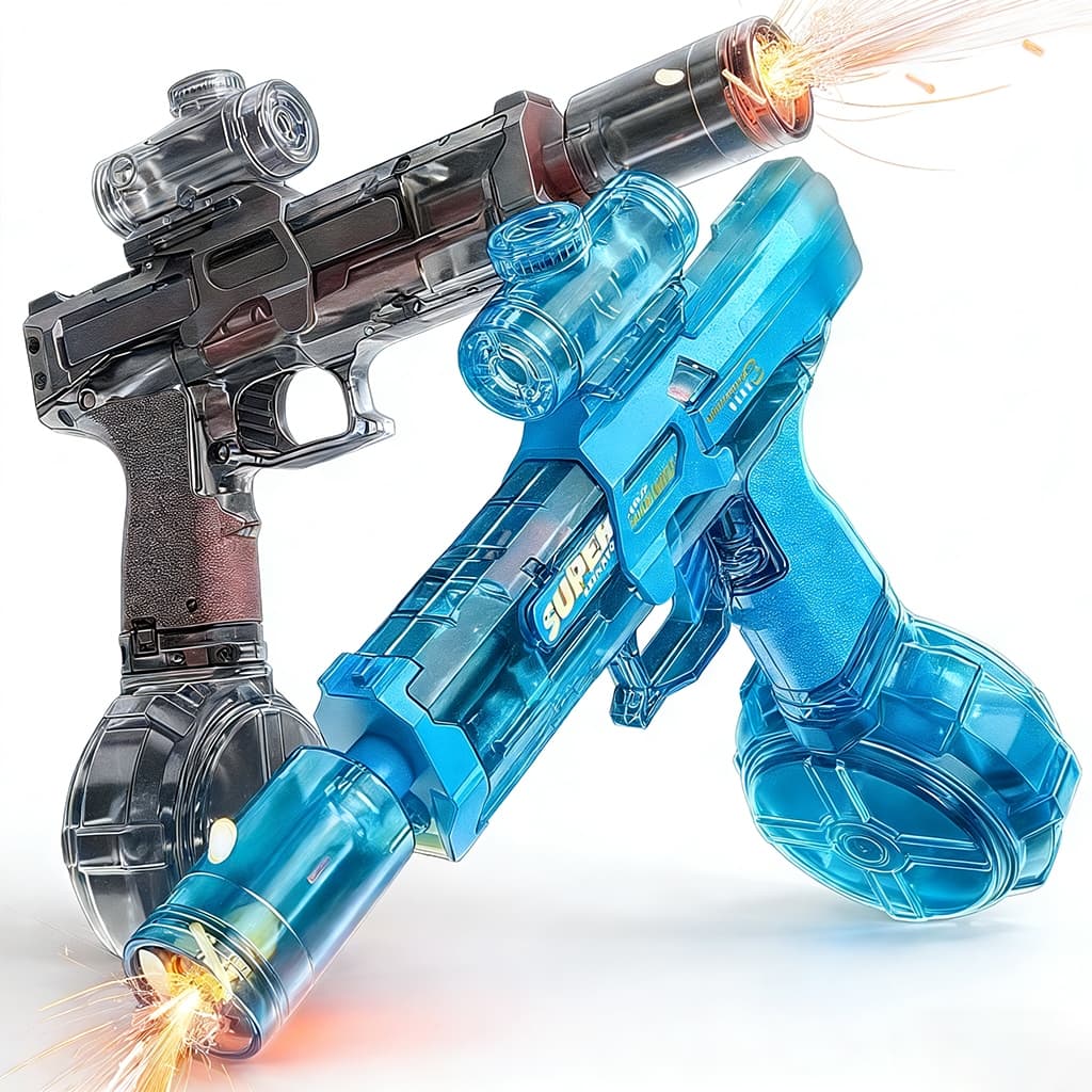 Pistola De Água Enjoying Fun Mira Silenciador Led Automatica Brinquedo Arma Lançador de Água