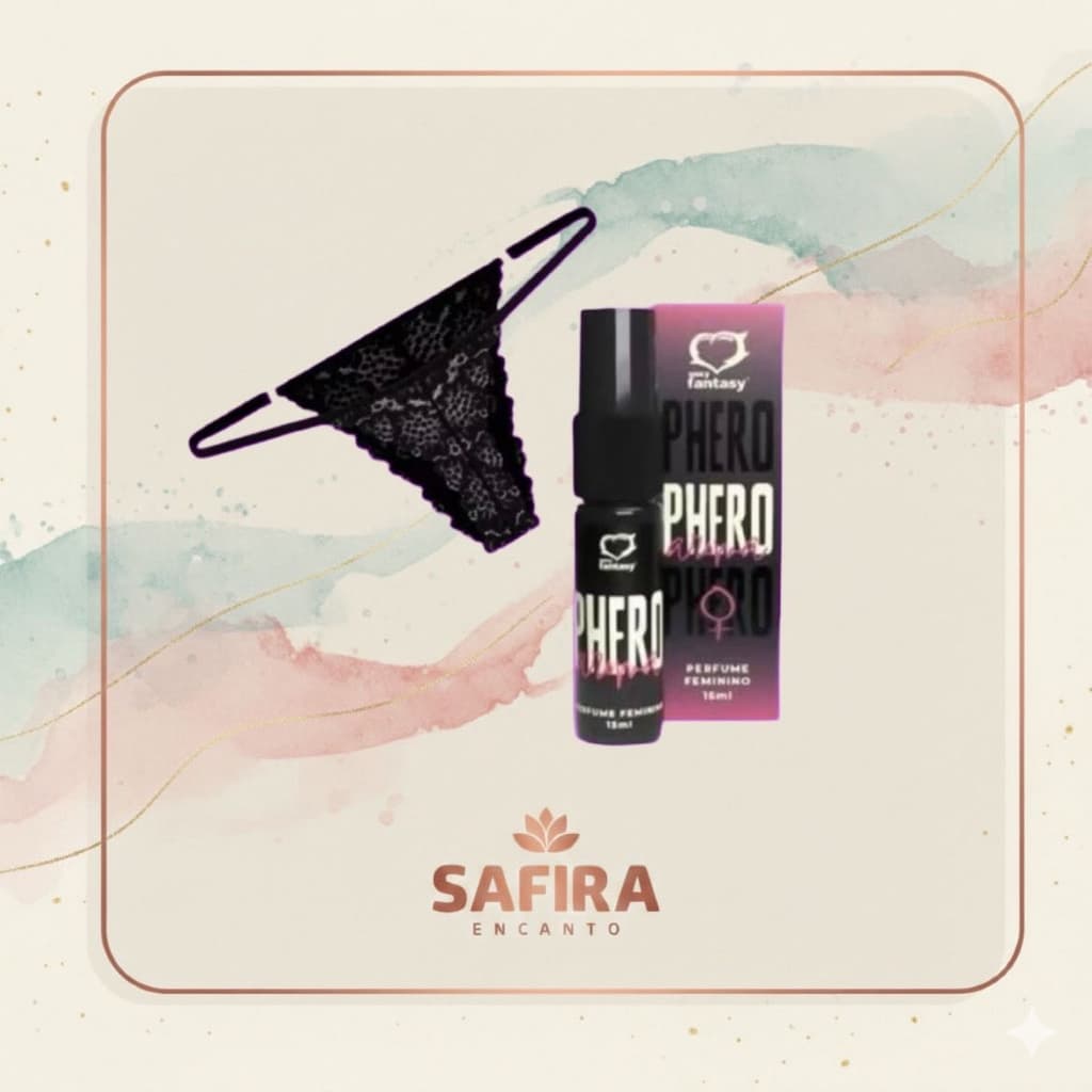 Kit Casal Sedução Completa: Calcinha Fio Dental de Renda + Pheromônios Feminino Namorados