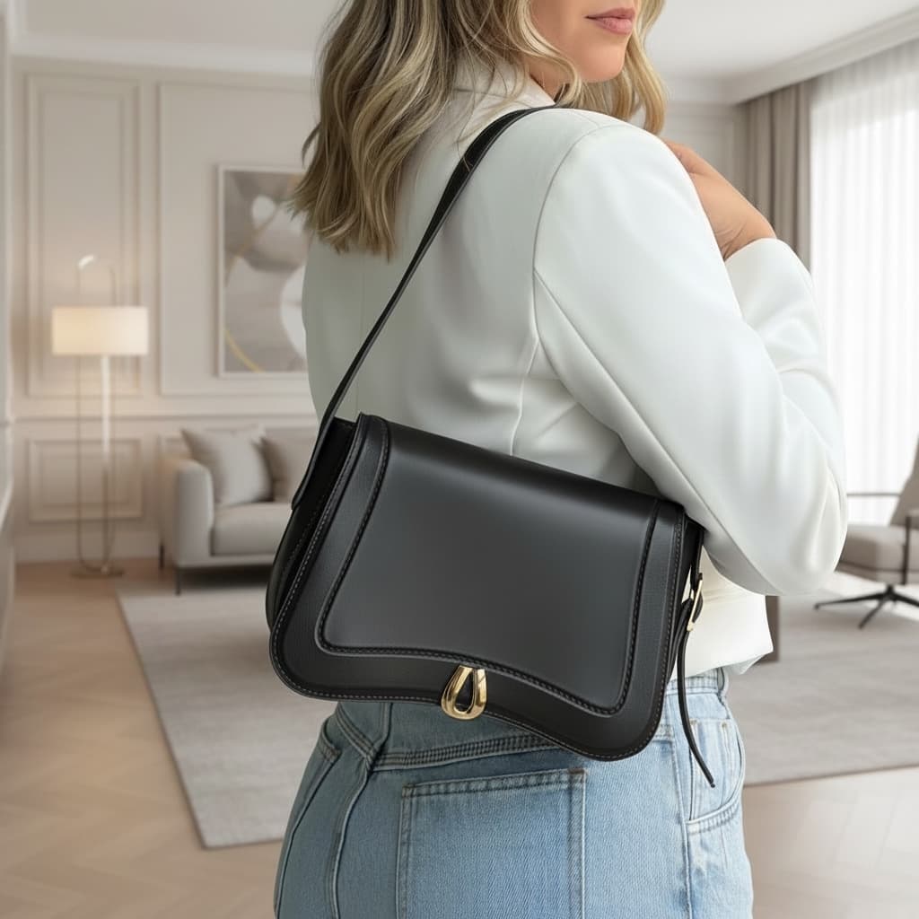Bolsa Feminina Estilosa Lançamento Fivela Dourada Alça Regulável Linda