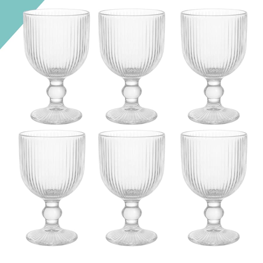 Conjunto Seis Taças Vidro Transparente Versalhes 260ml Elegante Duravel