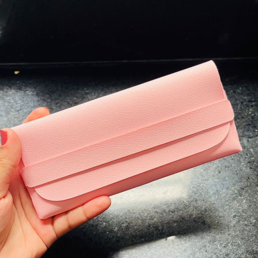 Porta Óculos de Sol Estojo em Couro Sintético Rosa – Case Resistente Premium Luxo