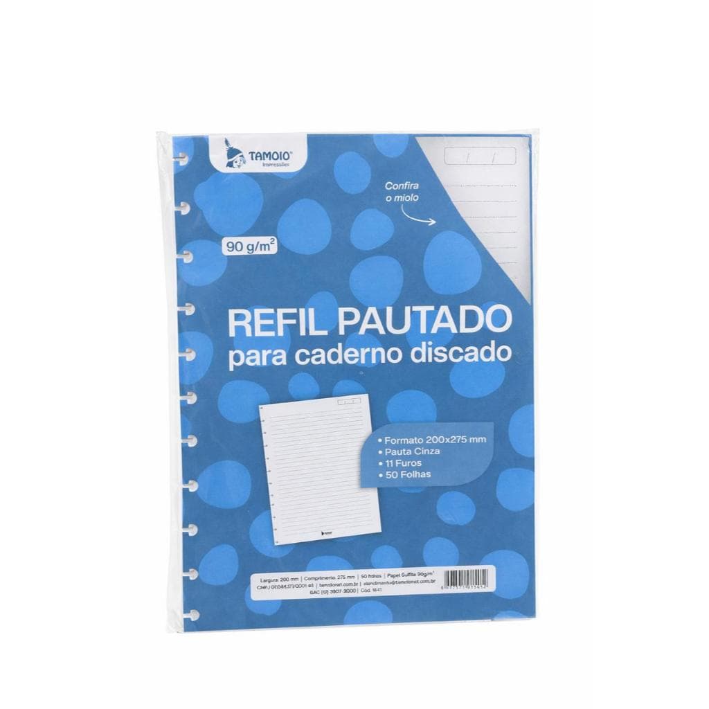 Refil para caderno Discado Pautado Tipo inteligente 90mg