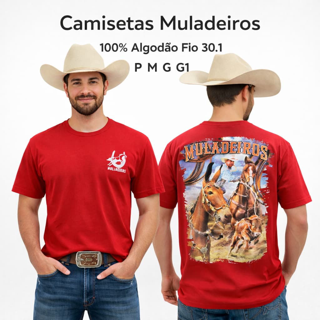 Camiseta Masculina Muladeiro Camisa Rodeio Blusa Muladeiros Cavalgada Festa de Peão