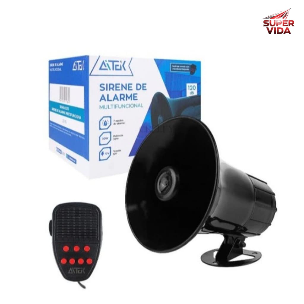 Alarme Sirene Megafone 7 Tons 120db 12v Carro Moto Escola