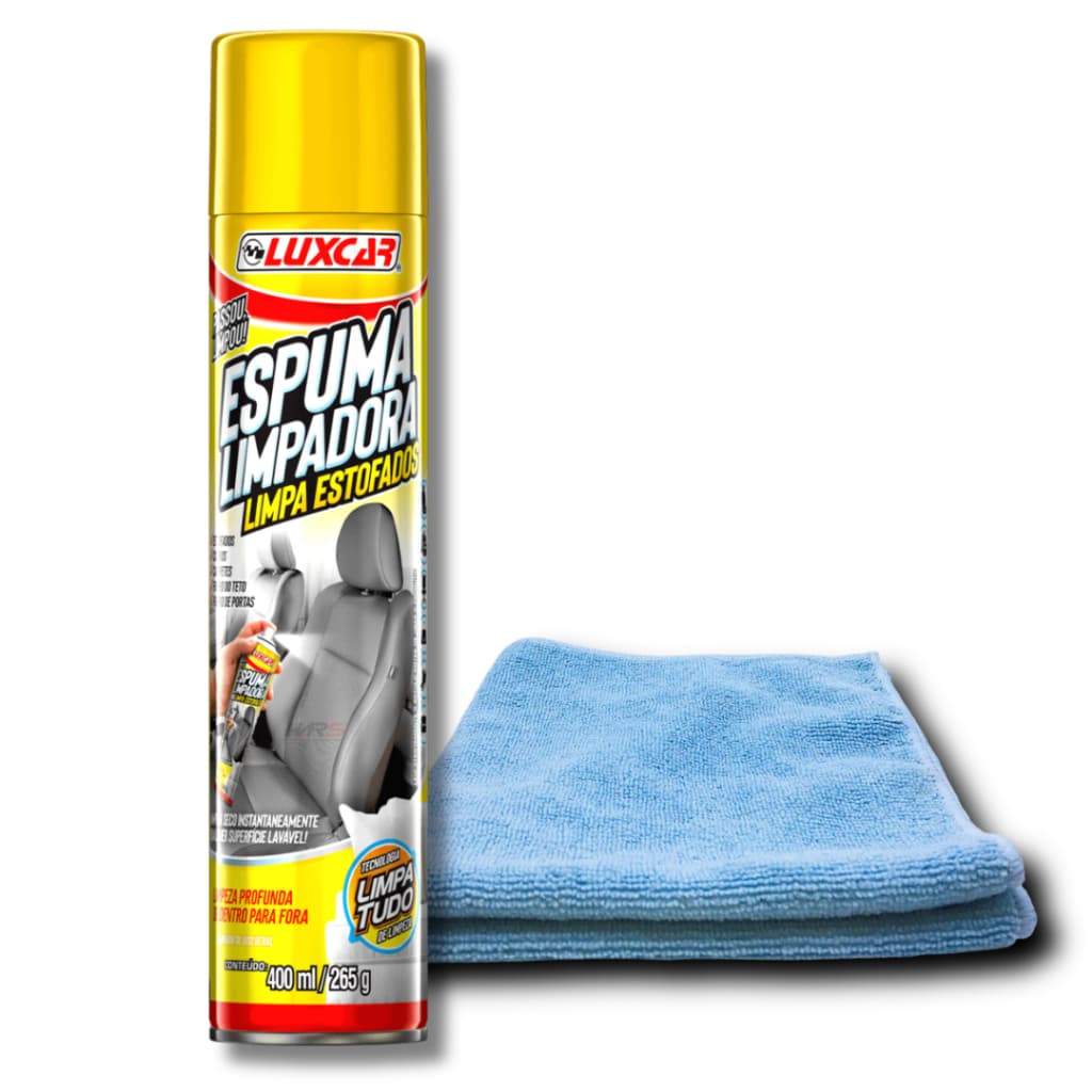 Espuma Limpadora Limpa Estofados Luxcar 400ml Espuma de uso Geral Limpeza a Seco Com Pano