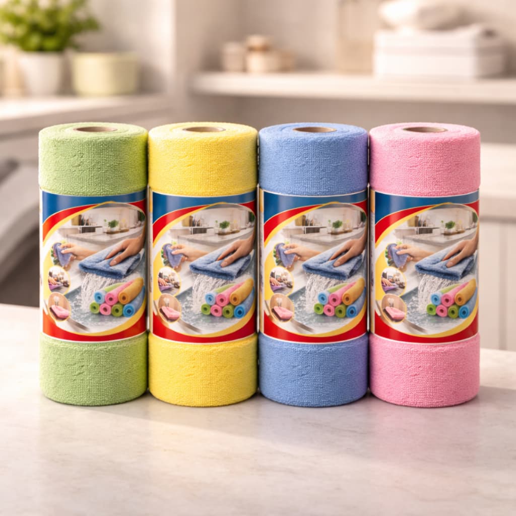 Rolo Pano Limpeza Microfibra 20 Folhas Alta Absorção Flanela Reutilizável Macia Automotivo Multiuso