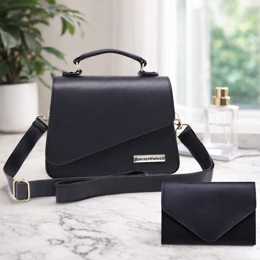 BOLSA FEMININA PEQUENA ALÇA DE MÃO E TRANSVERSAL + PORTA CARTÃO