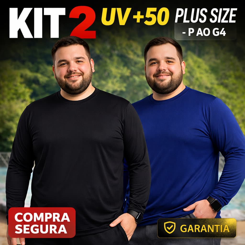 Kit 2 Blusa Térmica Plus Size Proteção Uv 50+ Segunda Pele Camisa Malha Fria Academia