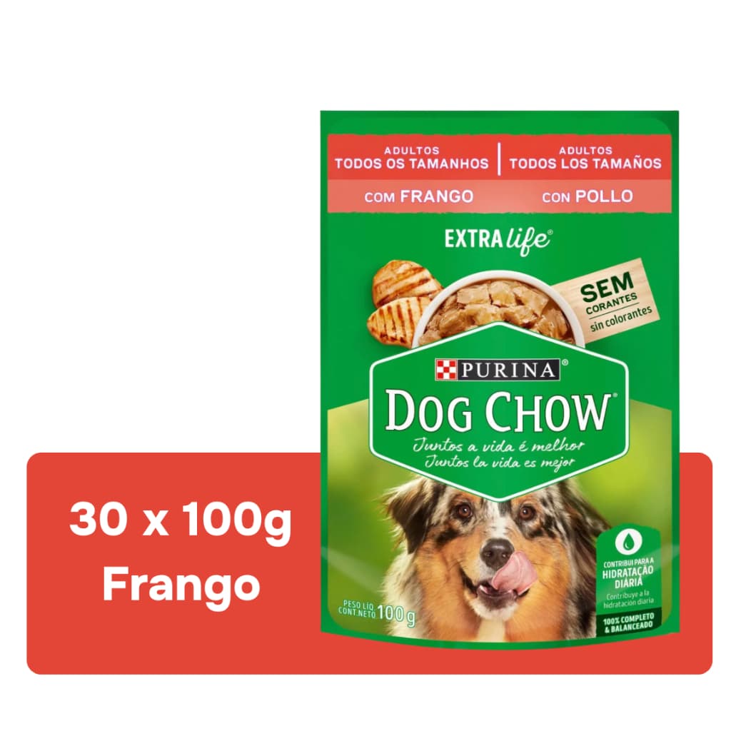 Pack Dog Chow Ração Úmida Adultos Frango com 30 Sachês 100g
