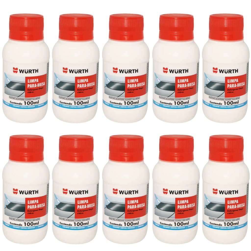 Wurth - 10x Limpa Para-brisa 100ml (Fluido Liquido Limpeza Parabrisa Automotivo Carro Limpador)