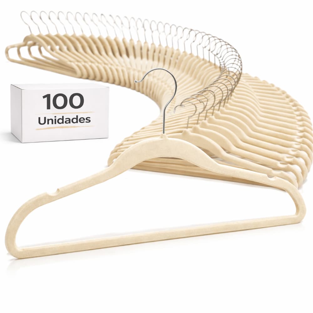 Cabide de Veludo 45cm Bege - 100 pecas