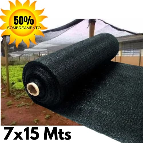 Sombrite 50% 7x15M Tela Sombreamento para Horta Jardim Estufa Viveiro Proteção UV Alta Resistência