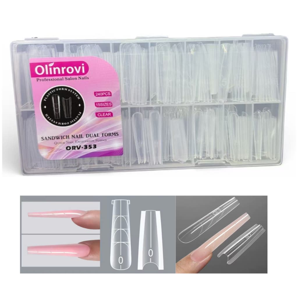 Molde Duplo F1 Sanduíche Profissional para Alongamento de Unhas em Gel | Encaixe Perfeito
