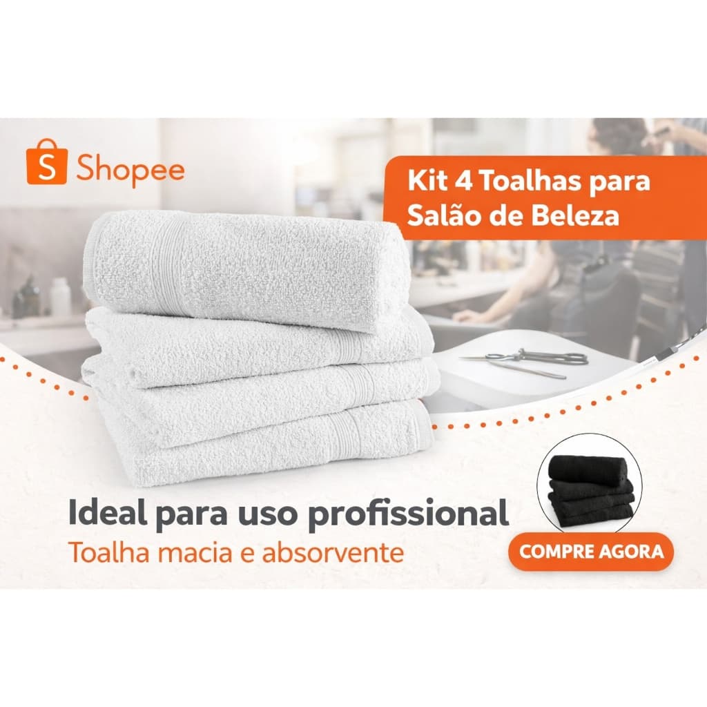 Kit 4 Toalhas para Salão Profissional Algodão Macia Absorvente Cabeleireiro Manicure Estética Ideal para Bordado