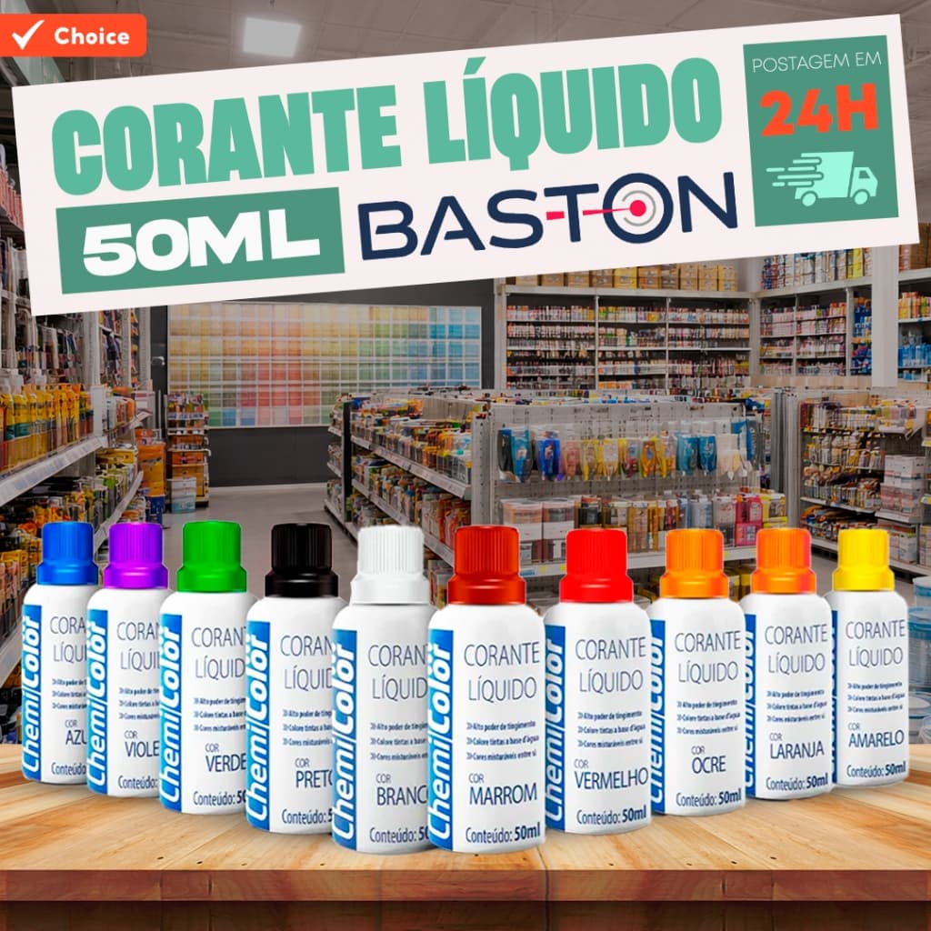 Corante Bisnaga Chemicolor tipo Xadrez Para Tintas Várias Cores Parede
