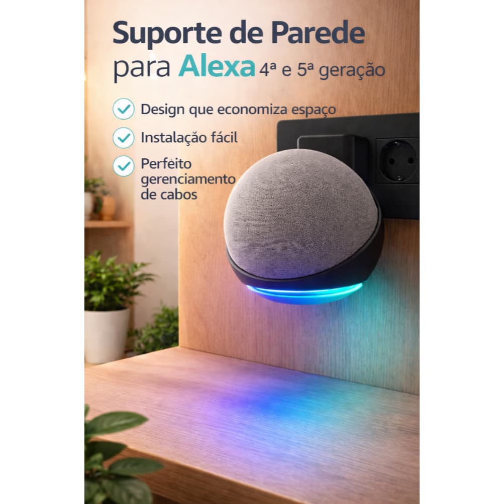 Suporte Alexa Echo Dot 4 e 5 Stand Parede Amazon