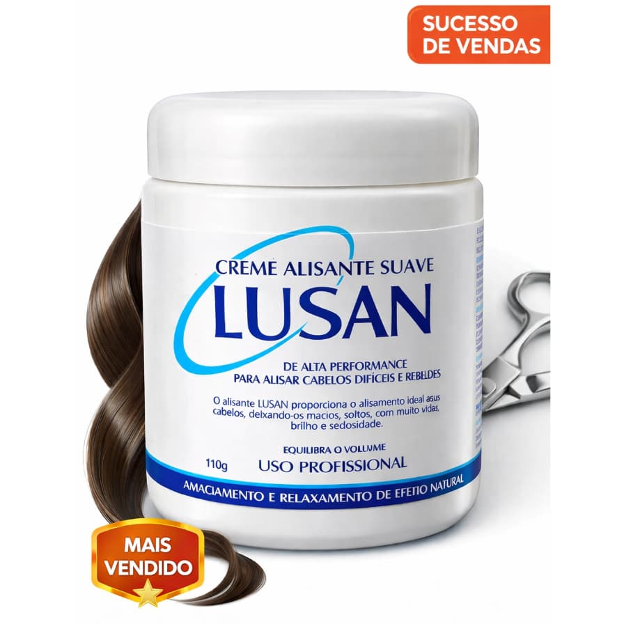 Creme Alisante Lusan Suave Para Cabelo Ondulado 110g