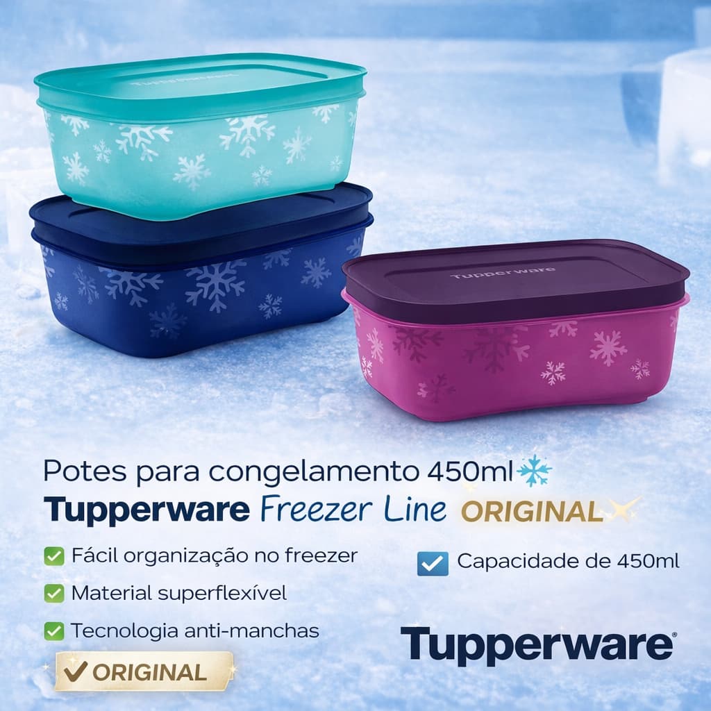 Pote Hermético para Congelamento Freezer Line 450ml  Tupperware Original
