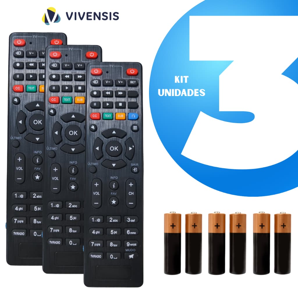 CONTROLE REMOTO VIVENSIS VX10 NOVA PARABOLICA DIGITAL HD