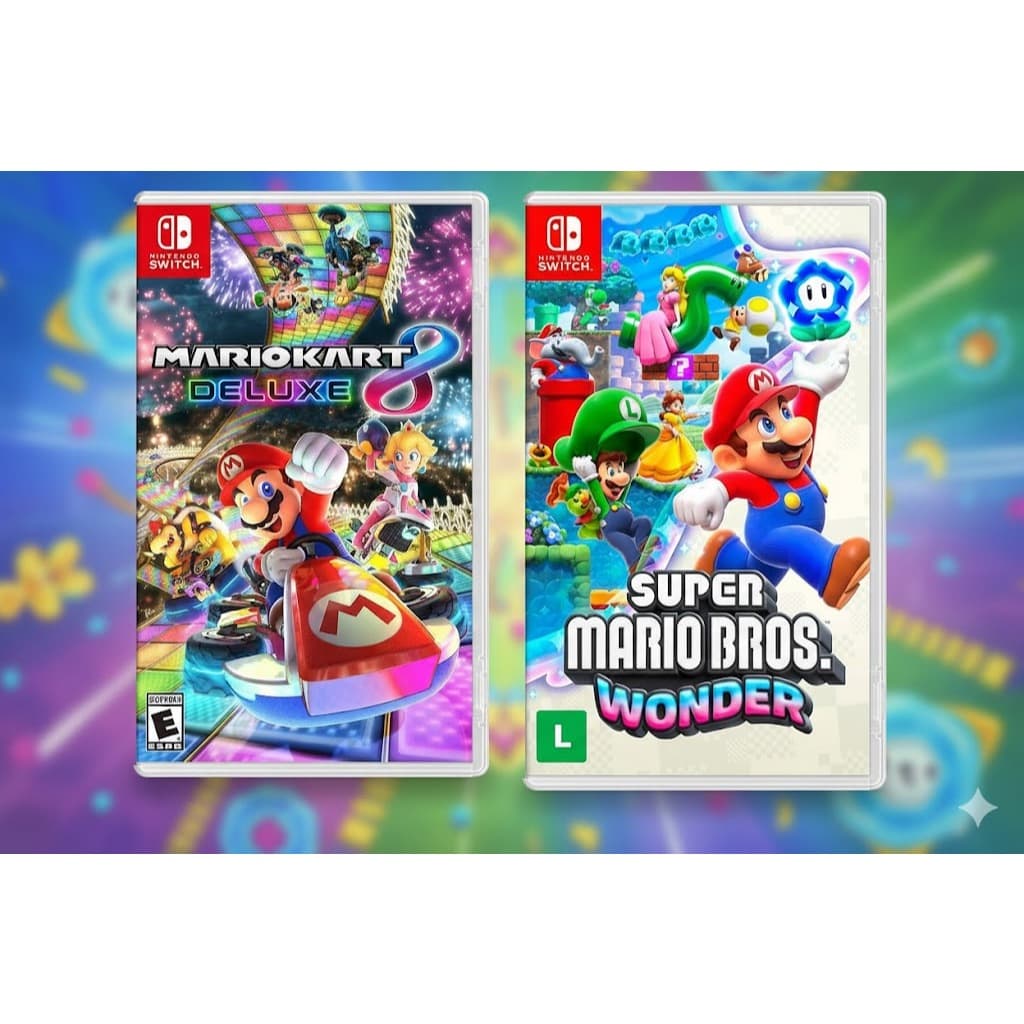 Kit 2 Jogos Nintendo Switch: Super Mario Wonder + Mario Kart 8 Deluxe 🎮🔥