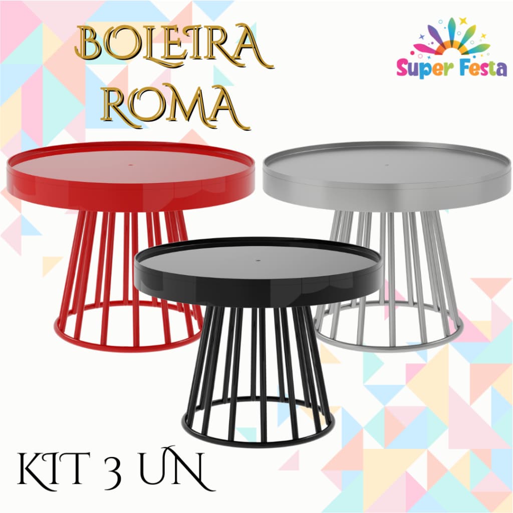 Kit Boleira Roma 23x17cm com 3 peças - Festa - Decoração.