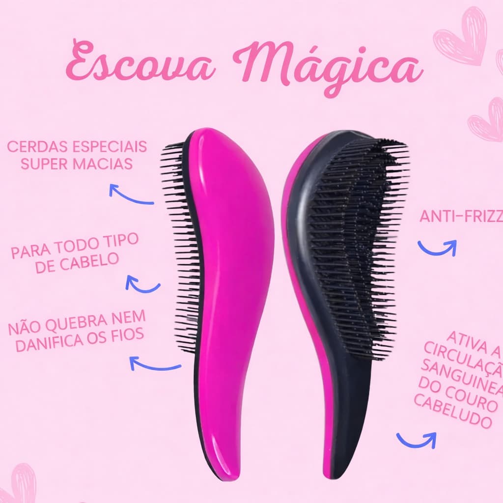 Kit 2 Escova Mágica Desembaraçadora | Cores Sortidas