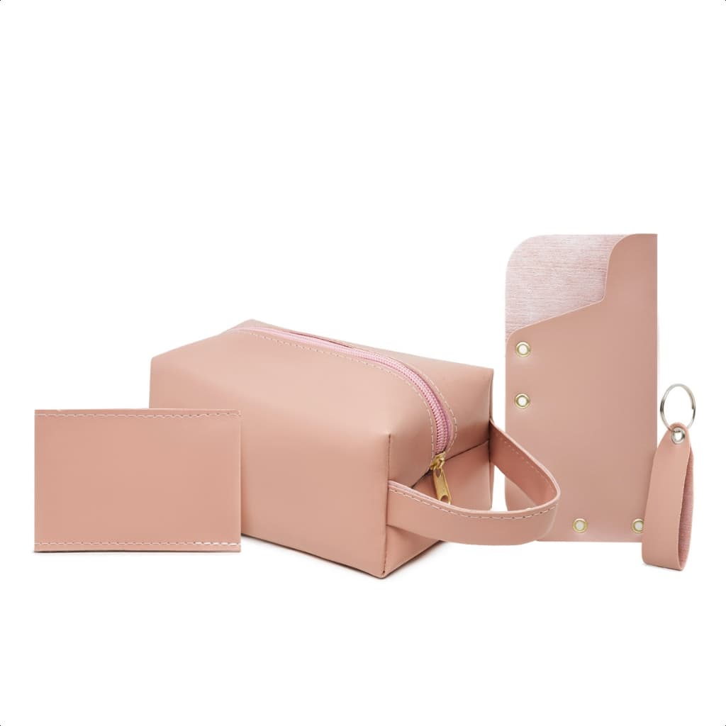 Super Kit 4 Peças Necessaire + Porta oculos + Porta cartão + Chaveiro Feminino Masculino