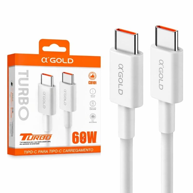 Cabo USB-C para USB-C 60W Carregamento Rápido – Cabo Tipo C Reforçado 1 Metro | Compatível com Celulares e Notebooks