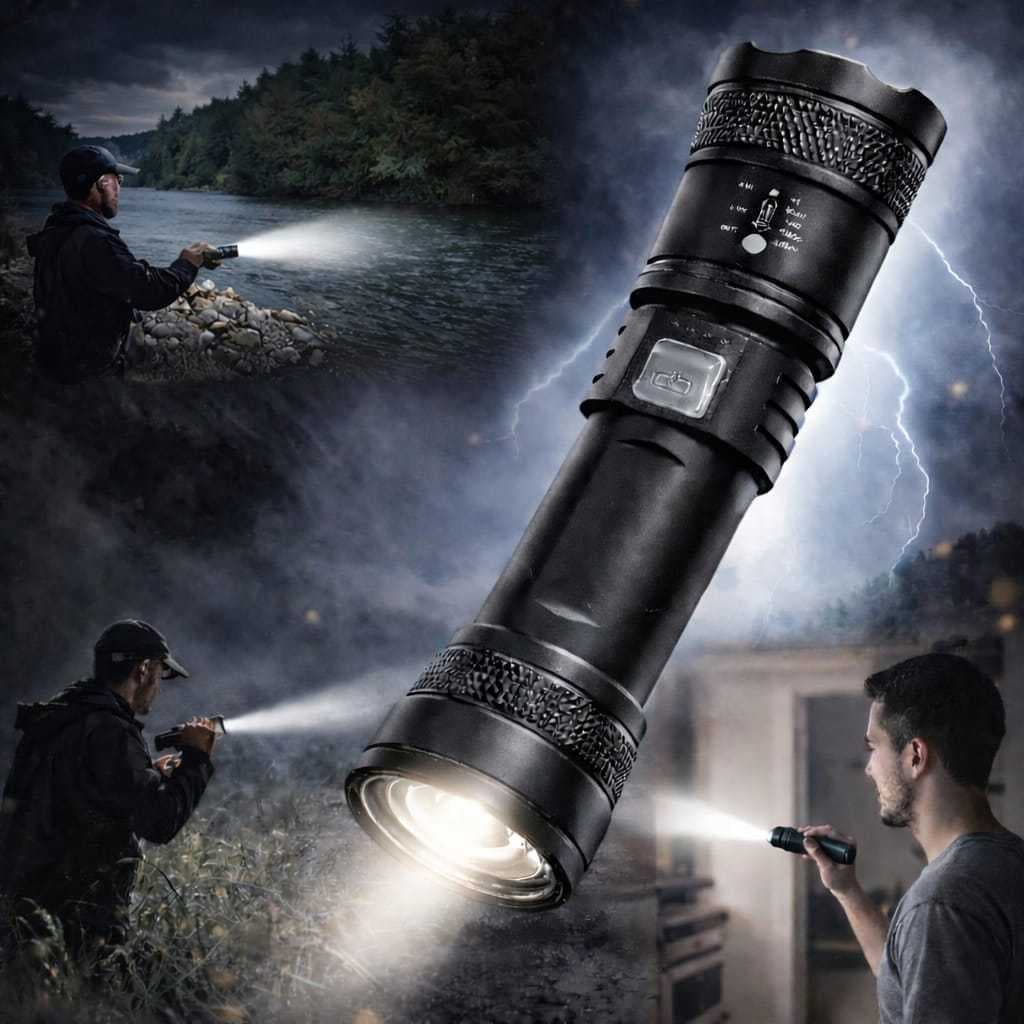 LANTERNA LED RECARREGÁVEL ULTRA POTENTE COM ZOOM AJUSTAVEL