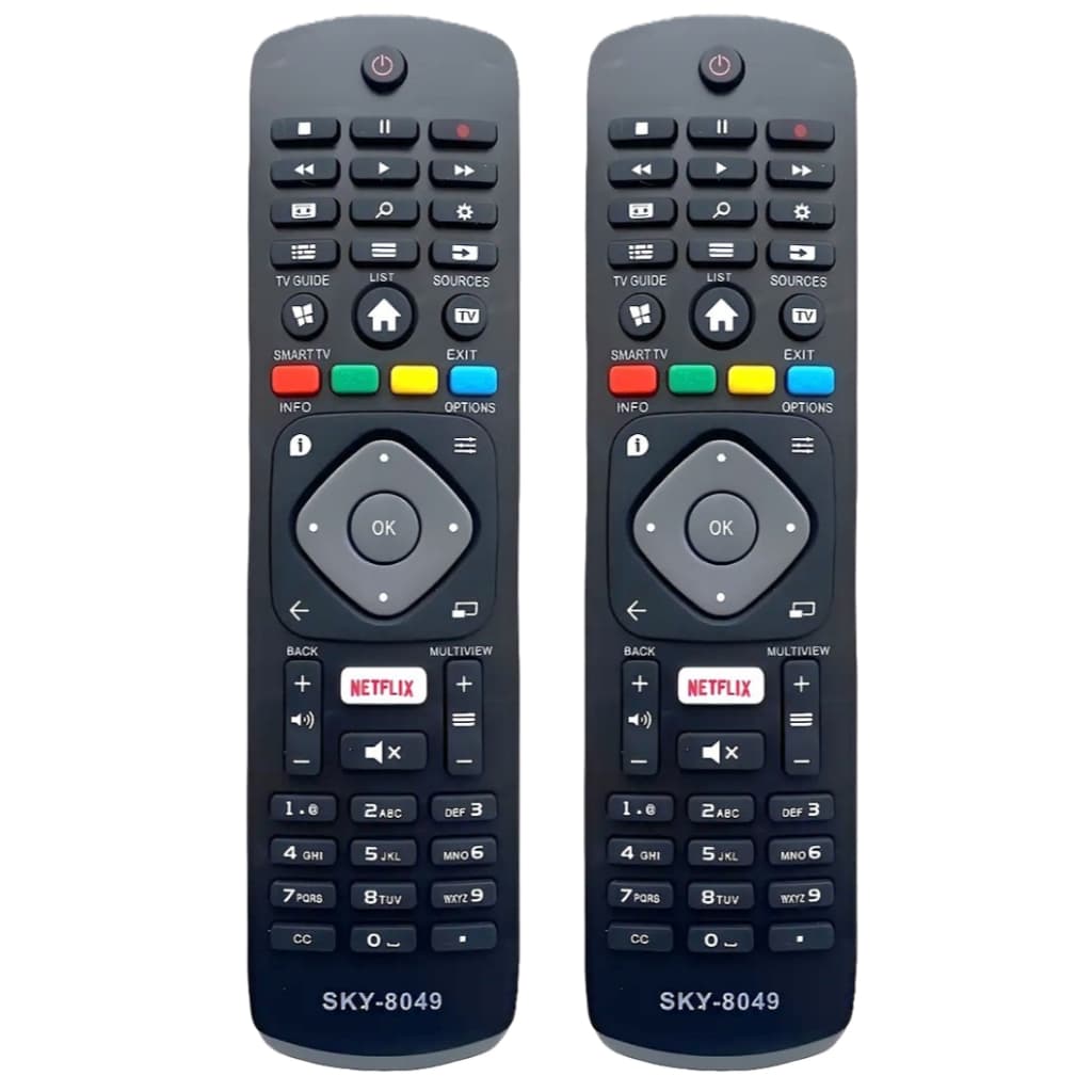 Kit 2 Controles Remoto Compatível Com Tv Philips Smart Netflix