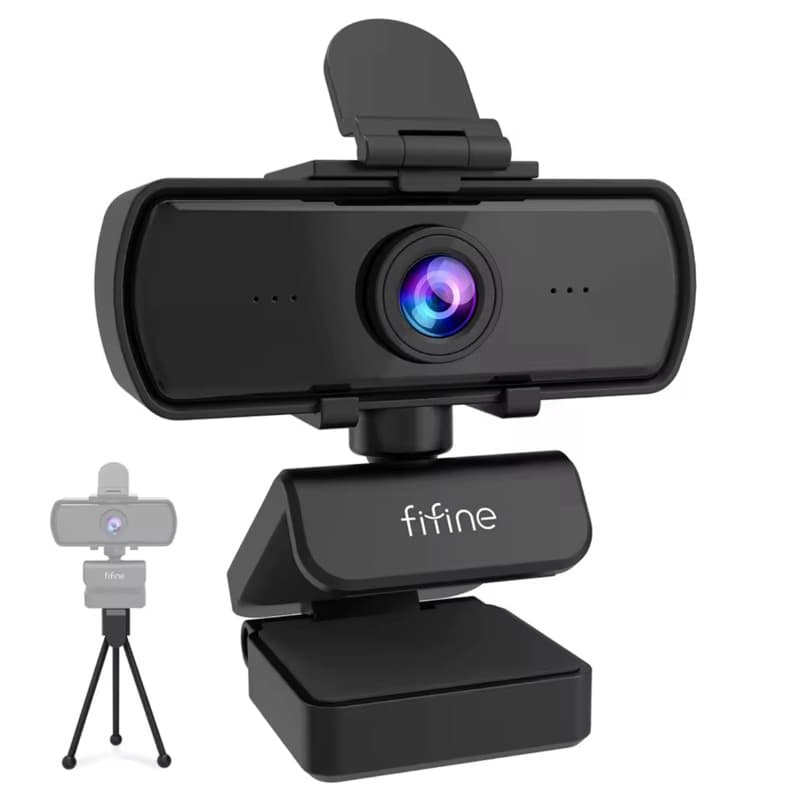 Webcan Fifine K420 2K 1440P com microfone e tripé.