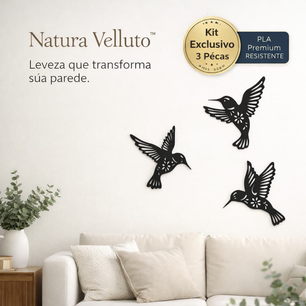 Decoração de Parede Beija-Flor – Kit 3 Unidades - ENTREGA RÁPIDA